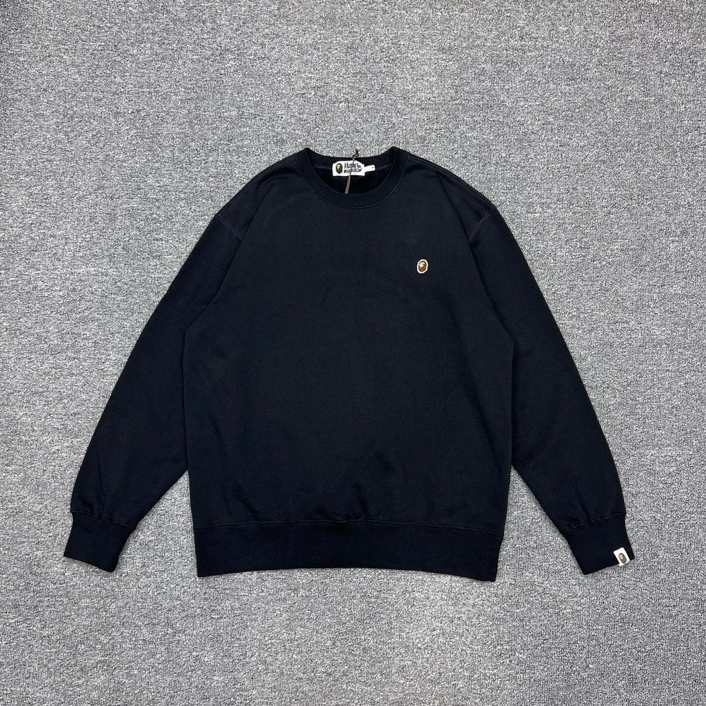 BAPE One Point Ape Head Crewneck Sweatshirt - 420gsm - Gray / Black