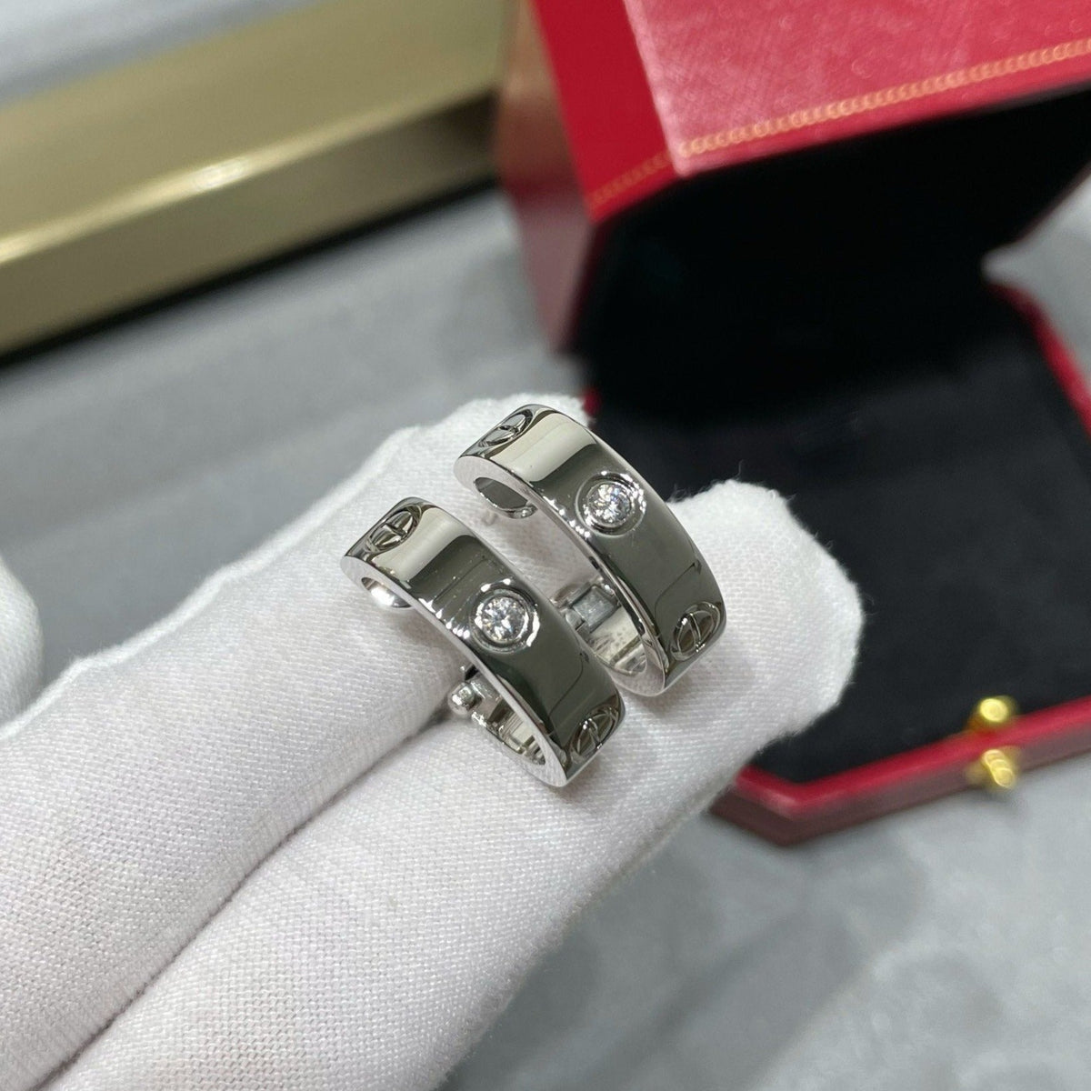 CARTIER LOVE 5.5MM 1 DIAMOND EARRINGS