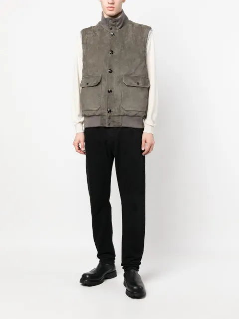 Kiton feather-down suede padded gilet