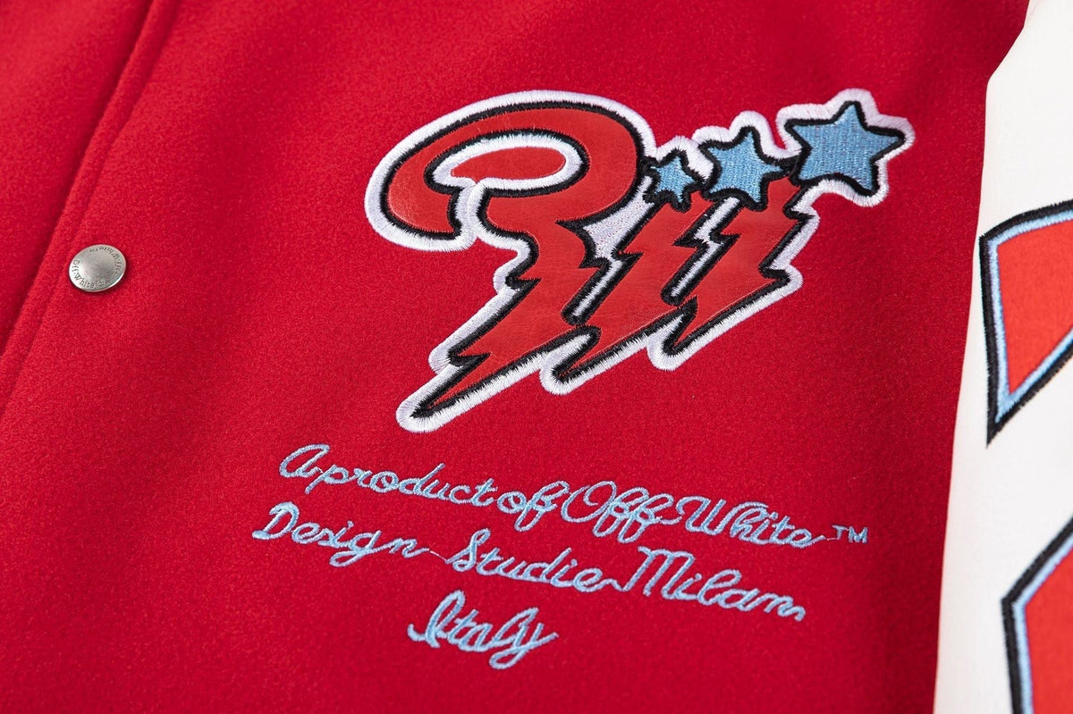 OFF WHITE Scorpio Wool Varsity Jacket – Red