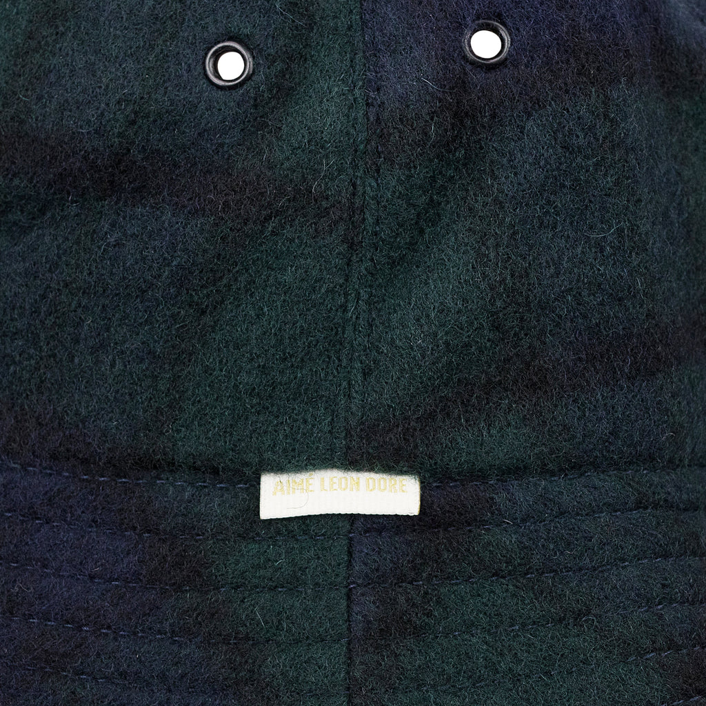 BLACK WOOL PLAID BUCKET HAT