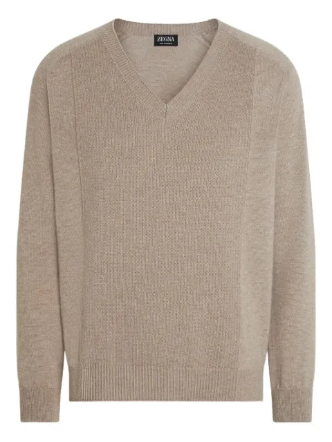 Zegna Oasi V-neck ribbed cashmere sweater