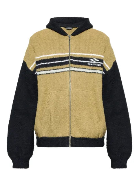 Balenciaga zip striped hooded hoodie
