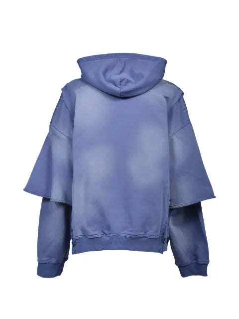 BREATH layered zip-up hoodie