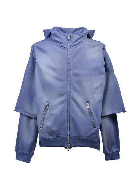 BREATH layered zip-up hoodie