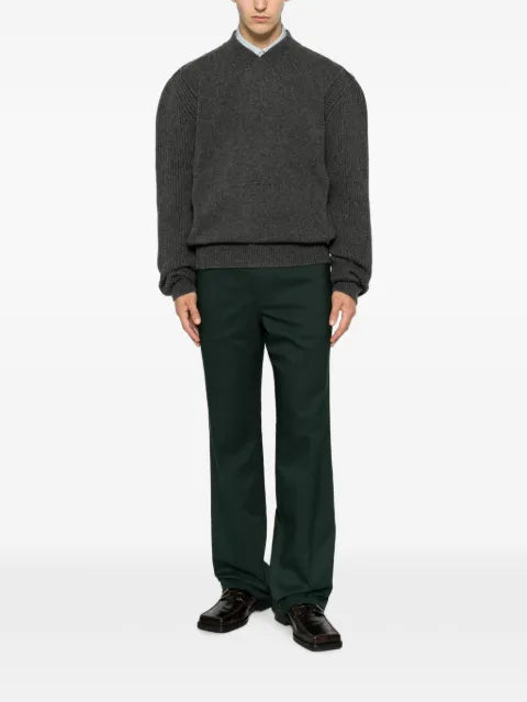 Marni logo-patch V-neck sweater
