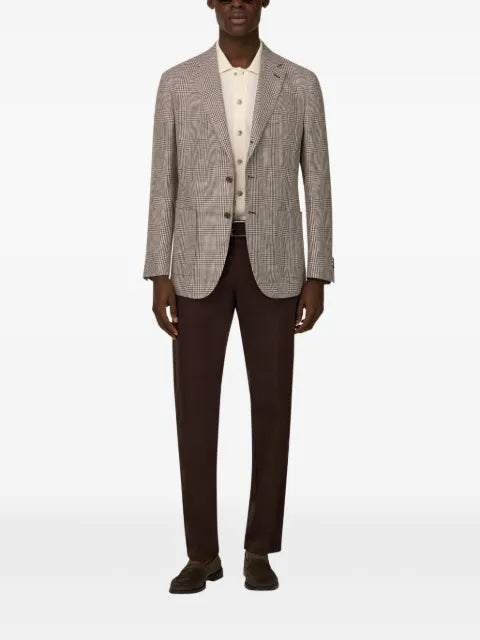 Boggi Milano Prince of Wales check linen and wool jacket