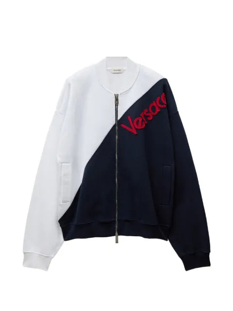 Versace embroidered-logo cotton zip sweatshirt
