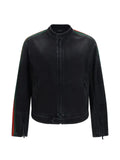 Gucci cotton denim biker jacket with Web
