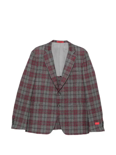 Isaia check-pattern notch-lapel blazer