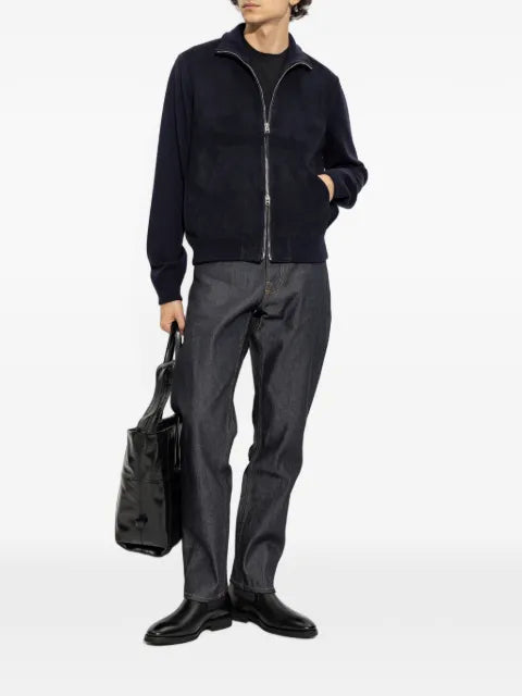 TOM FORD suede front merino full zip CARDIGAN