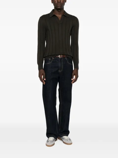 Gran Sasso ribbed polo-collar sweater