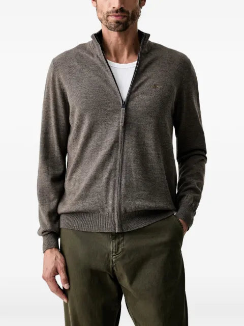 Aeronautica Militare zip-up logo-embroidered zip cardigan