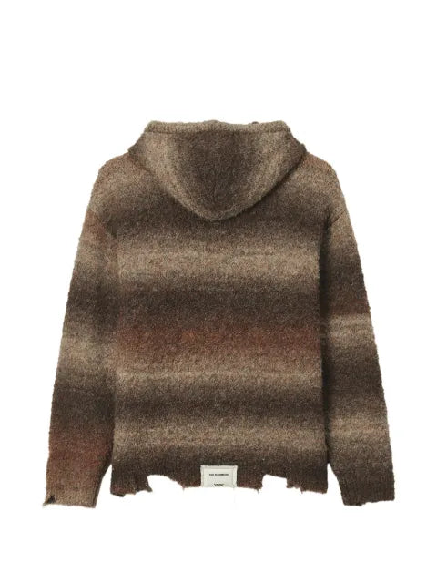 FIVE CM distressed ombré-effect zip-up hoodie