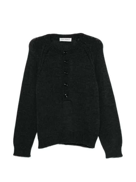 OUR LEGACY Shore Henley button-placket raglan-sleeve sweater