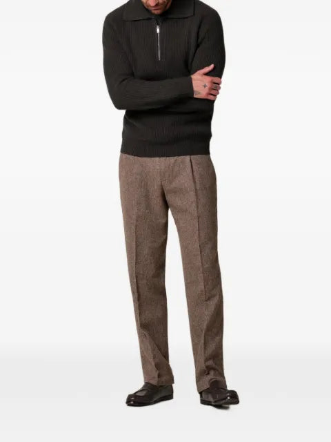 Profuomo ribbed-knit half-zip sweater