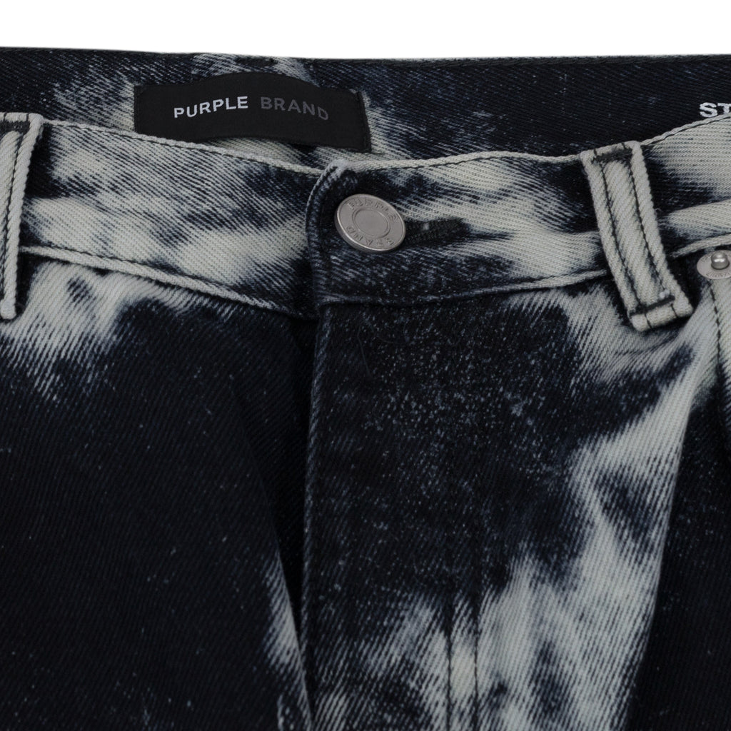 Black Marble Coated Baggy Fit Jeans