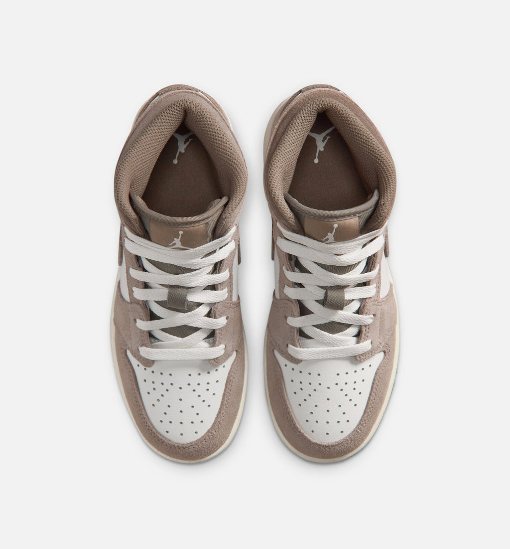 Air Jordan 1 Mid Enigma Stone Kids' Shoes - Stone/Olive Grey/Summit White