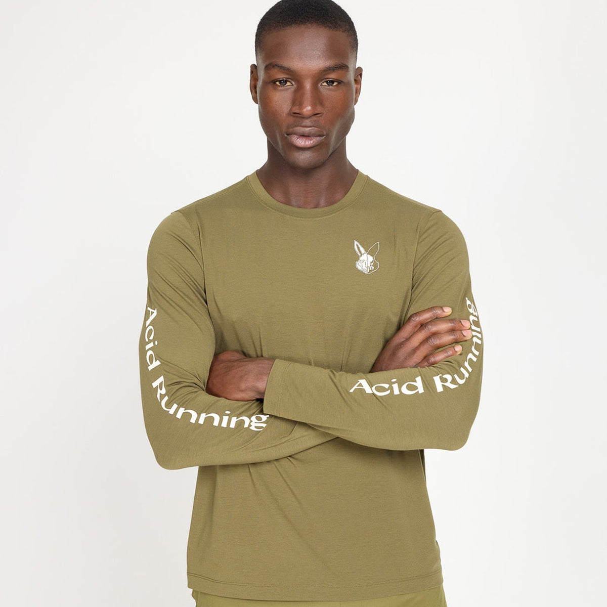 Acid Running Long Sleeve T-shirt: Dark Olive