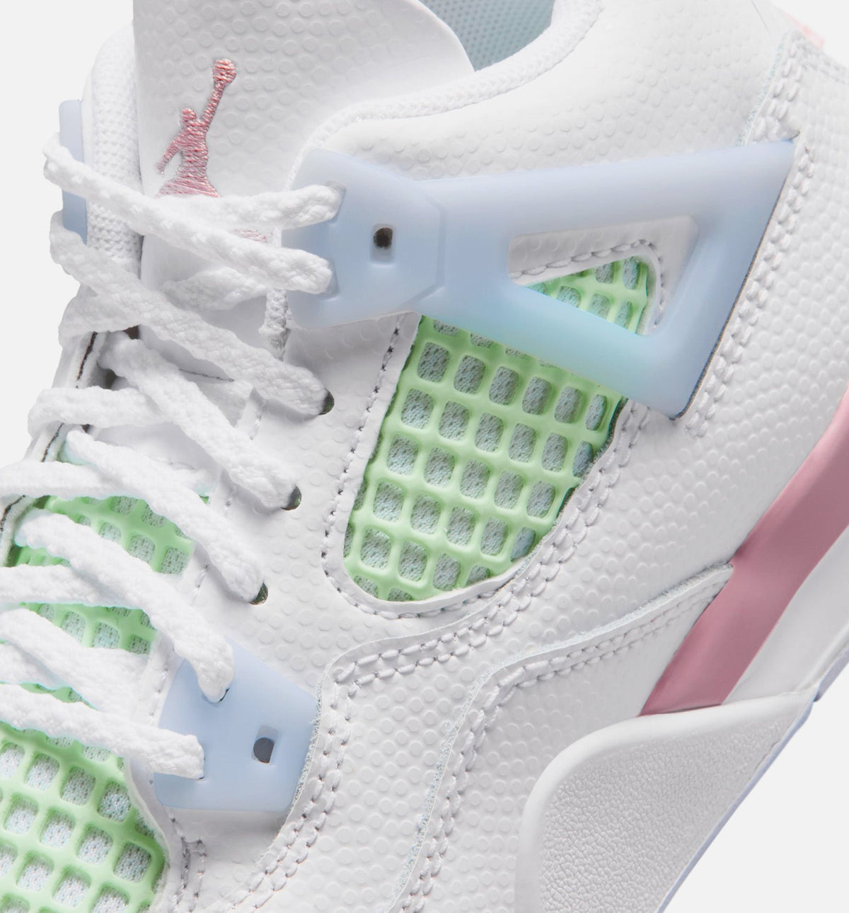 Air Jordan 4 Retro Medium Soft Pink | Preschool Lifestyle Shoe | White/Medium Soft Pink/Half Blue