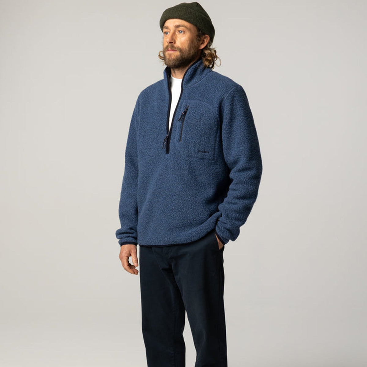 Finisterre Portell Wool Fleece 1/4 Zip: Dark Ozone