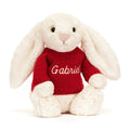Bashful Cream Bunny with Personalized Red Jumper