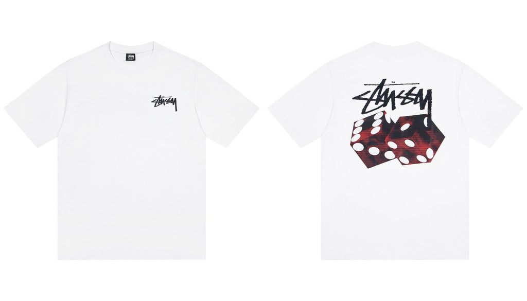 Stussy Red Dice Front And Back Graphic Short Sleeve Tee