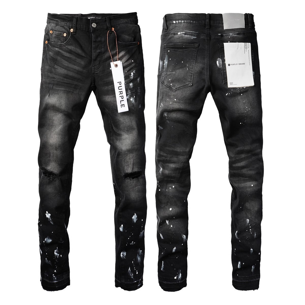 Purple Brand Men Stretch Skinny Ripped Printed Embroidered Denim Jeans