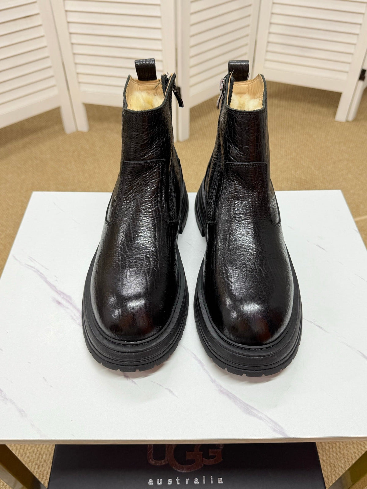 UGG Black Leather Chelsea Boots