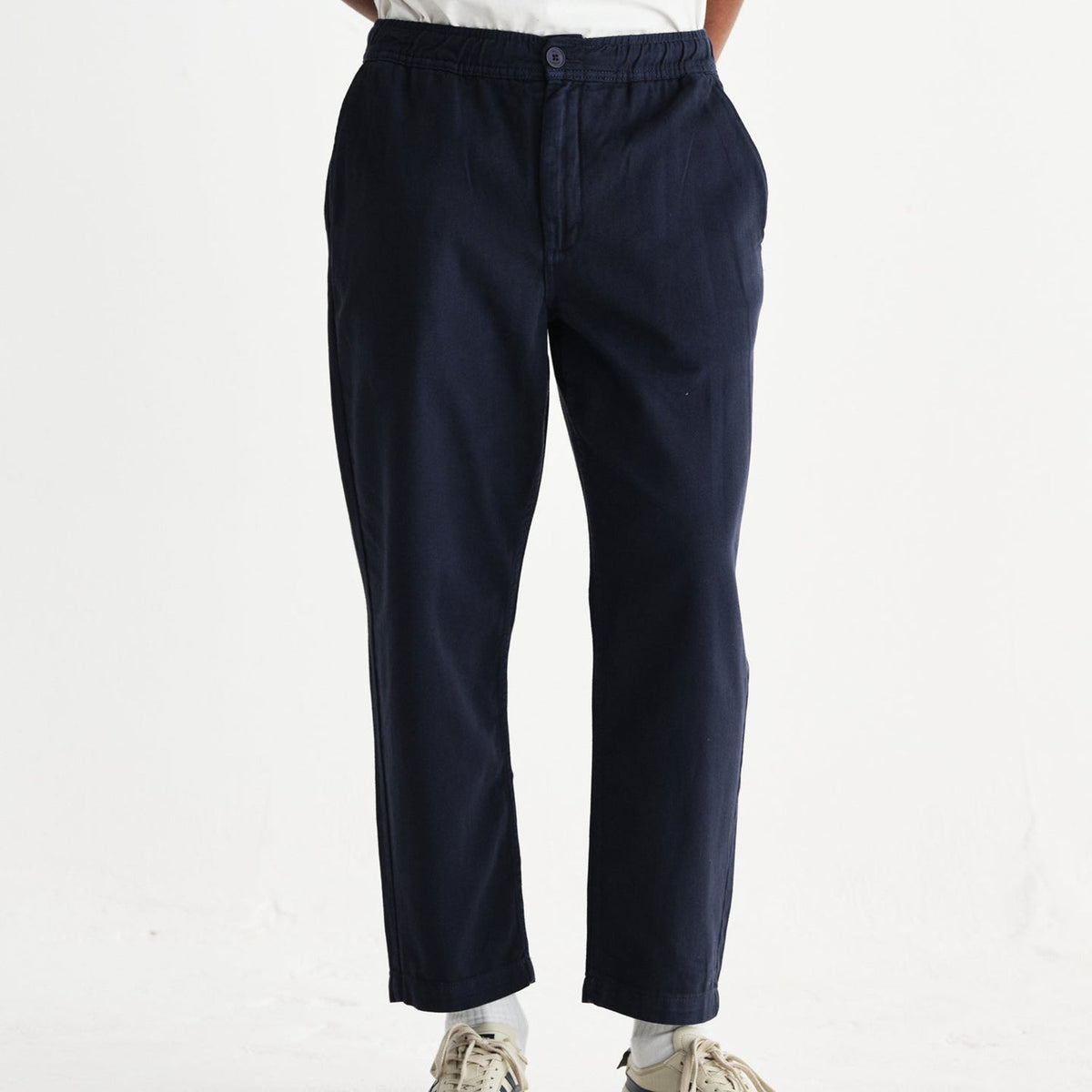 Wax London Kurt Trouser Cotton Linen Crinkle: Navy