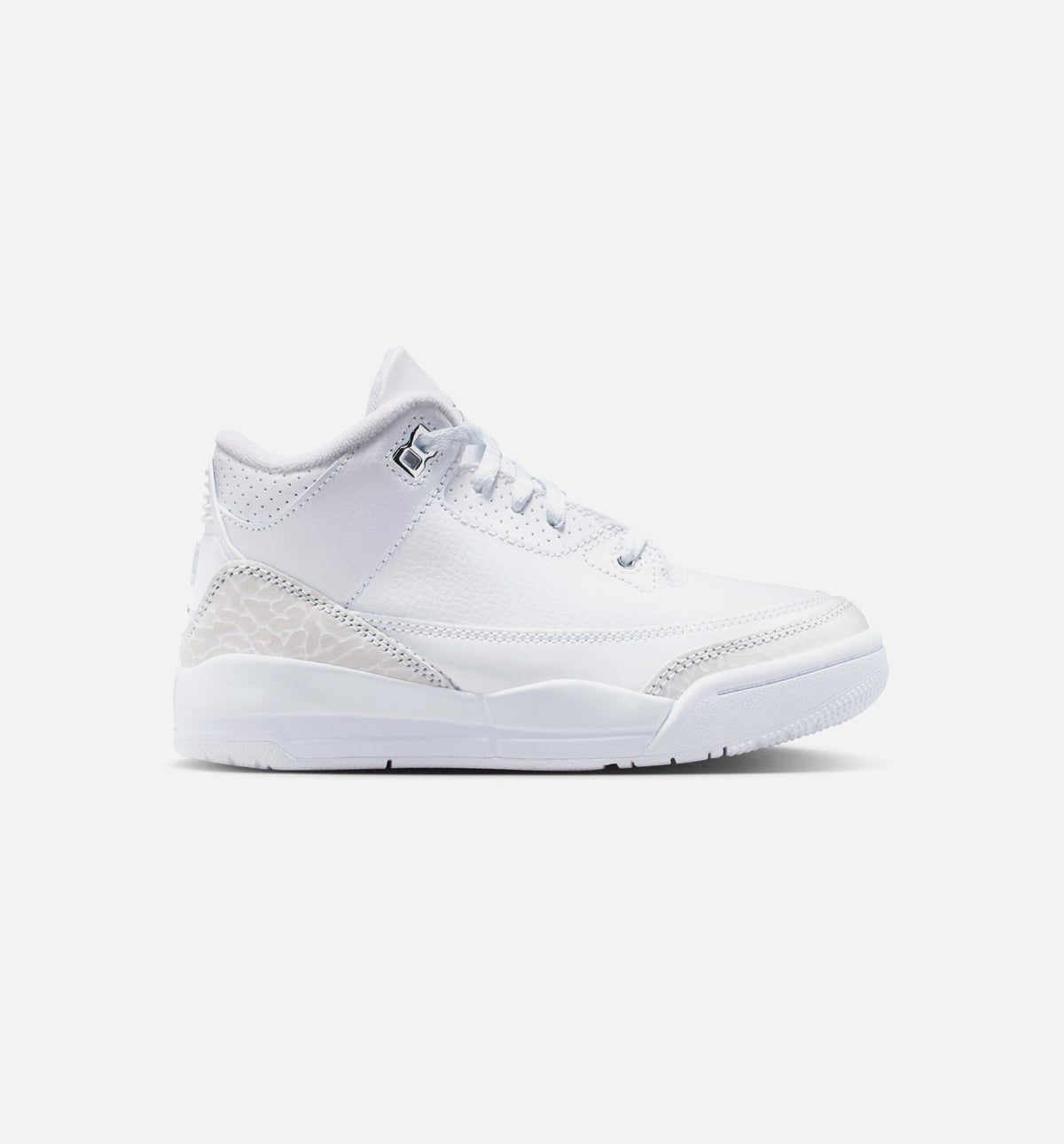 Air Jordan 3 Retro Preschool Lifestyle Shoe - White/Metallic Silver