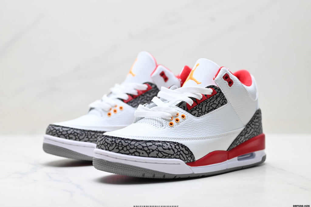 Air Jordan 3 Retro White Fire Red Cement Sneakers