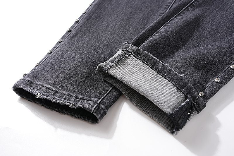 Purple Brand Black Distressed Studded Jeans