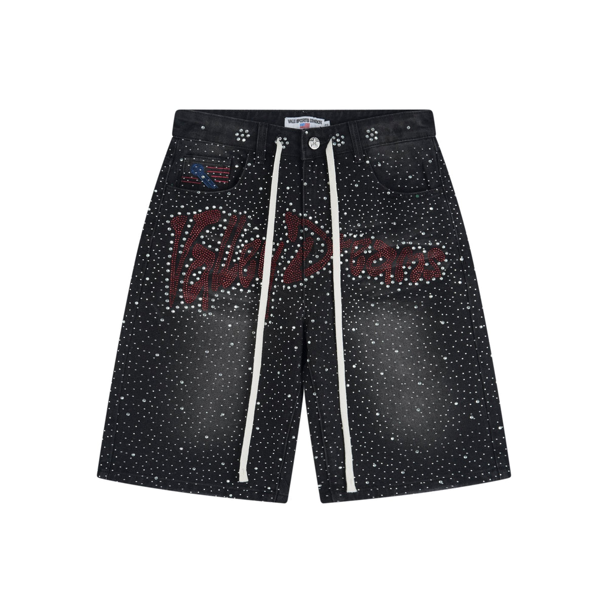 VALLEY Iced Out Rhinestone Denim Jorts