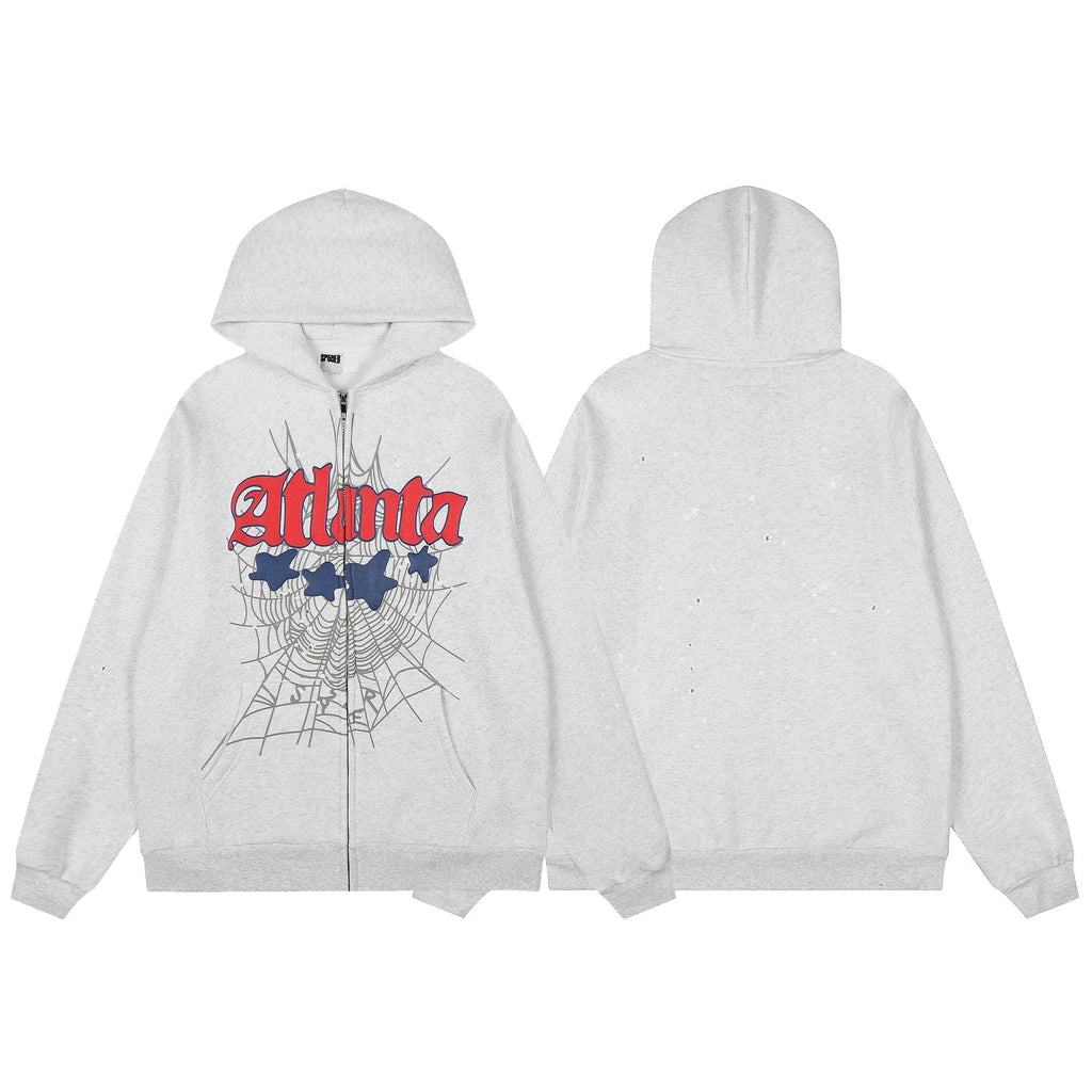 Sp5der Spiderweb Graphic Zip Hoodie & Sweatpants Matching Set
