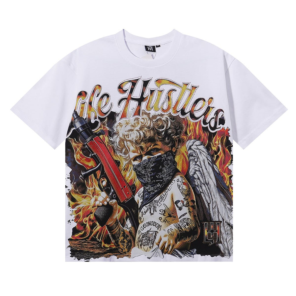 Life Hustlere Masked Angel Graphic Short-Sleeve T-Shirt