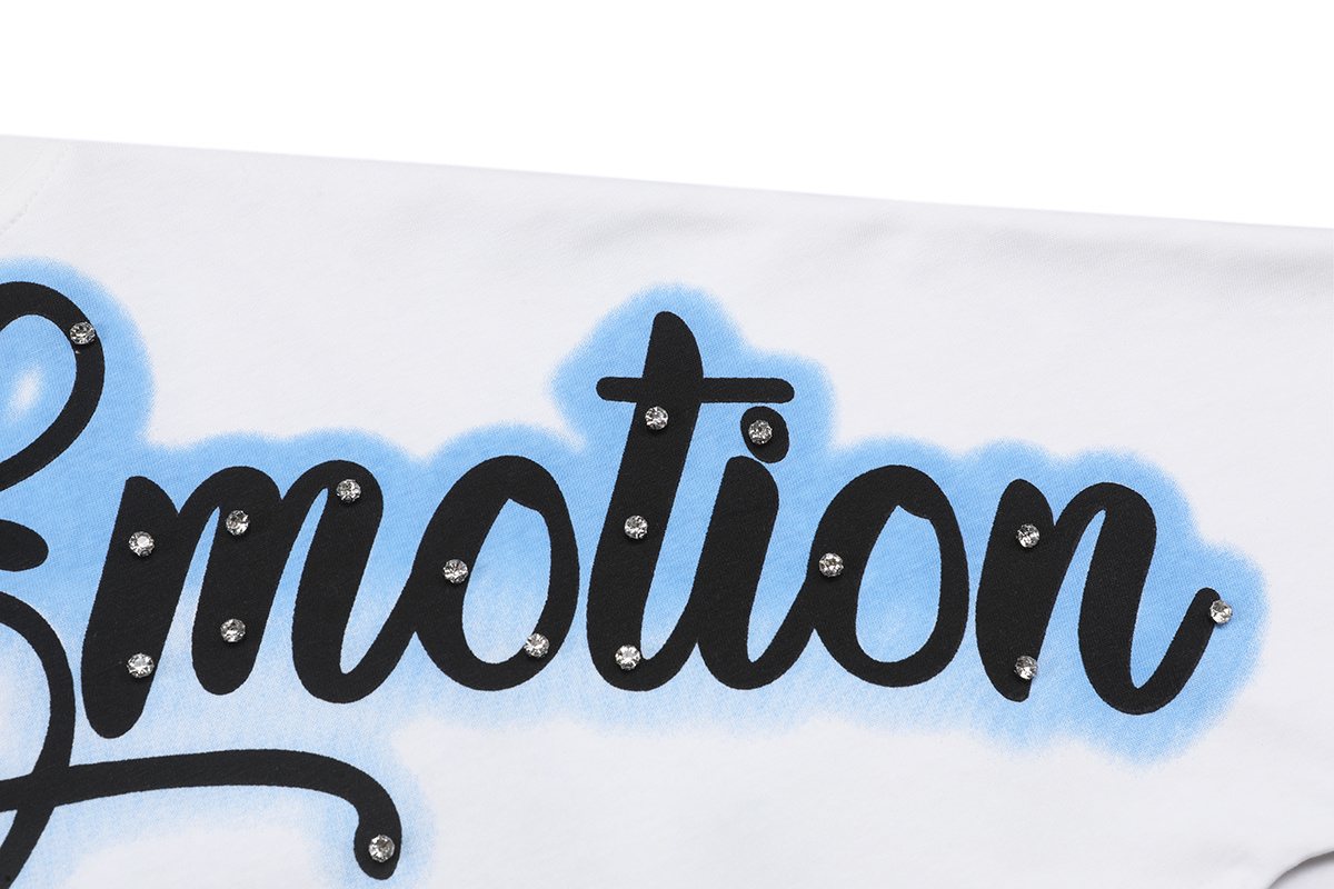 MIXED EMOTION Blue Angel Rhinestone Graphic T-Shirt