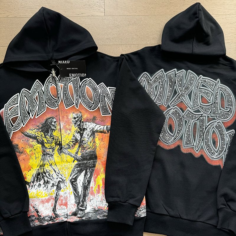 MIXED EMOTION Dancing Figure Zip-Up Hoodie