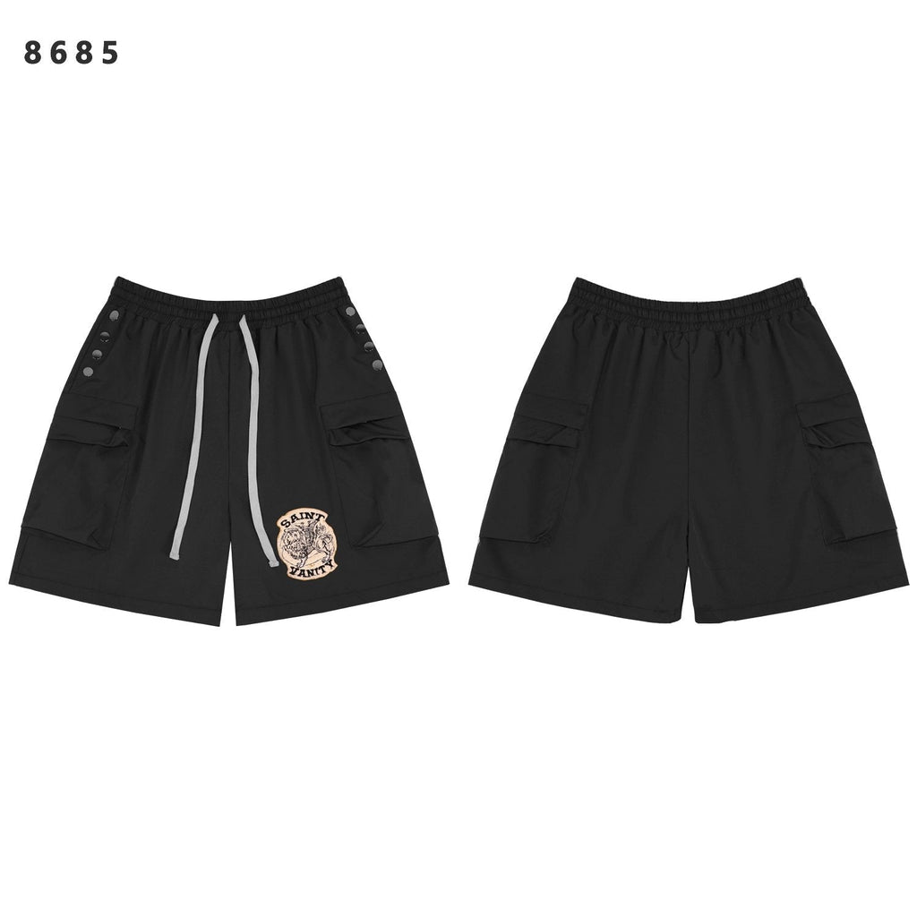 SAINT Vanity Embroidered Snap-Button Cargo Shorts