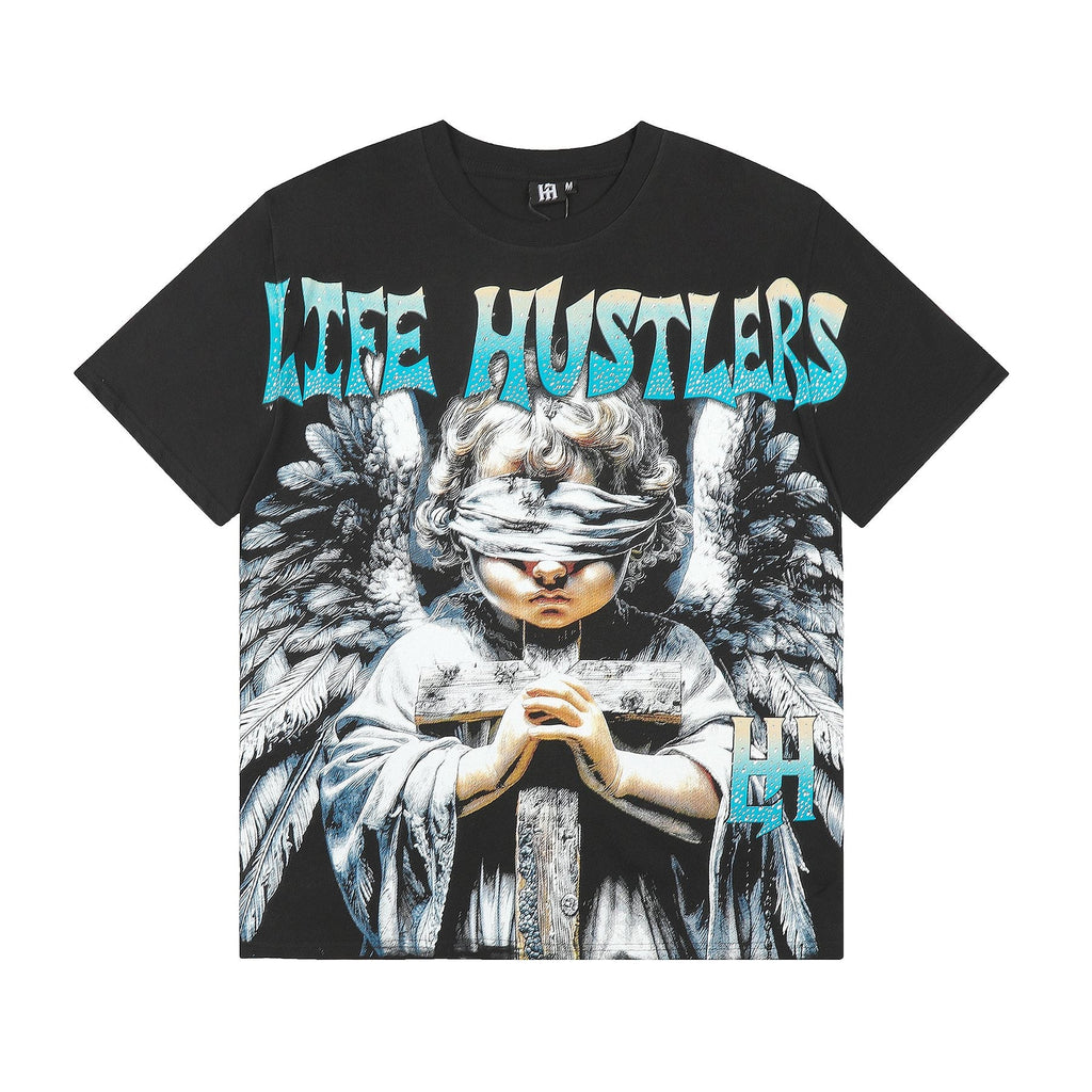 Life Hustlere Angel Graphic T-Shirt - White/Black