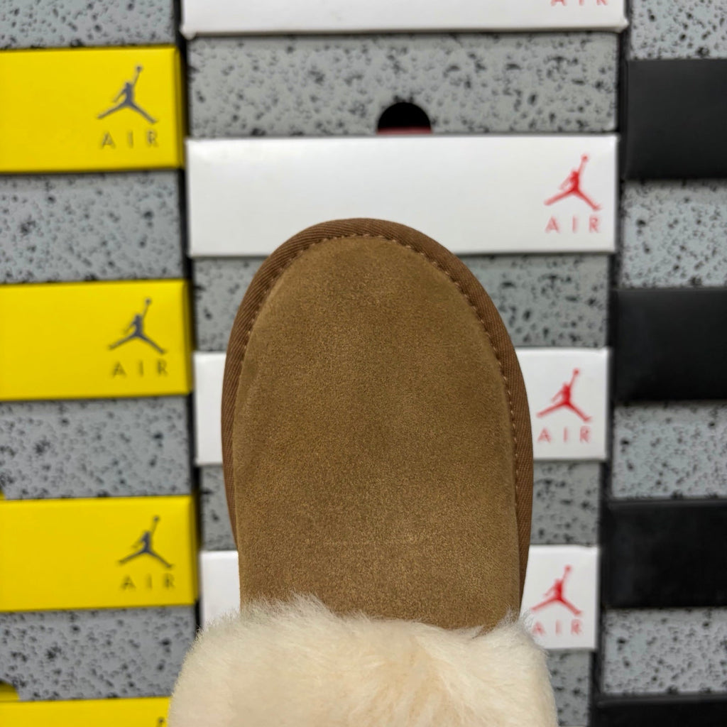 UGG Tazz Platform Slipper – Women’s Suede Clog with Shearling Cuff in Chestnut