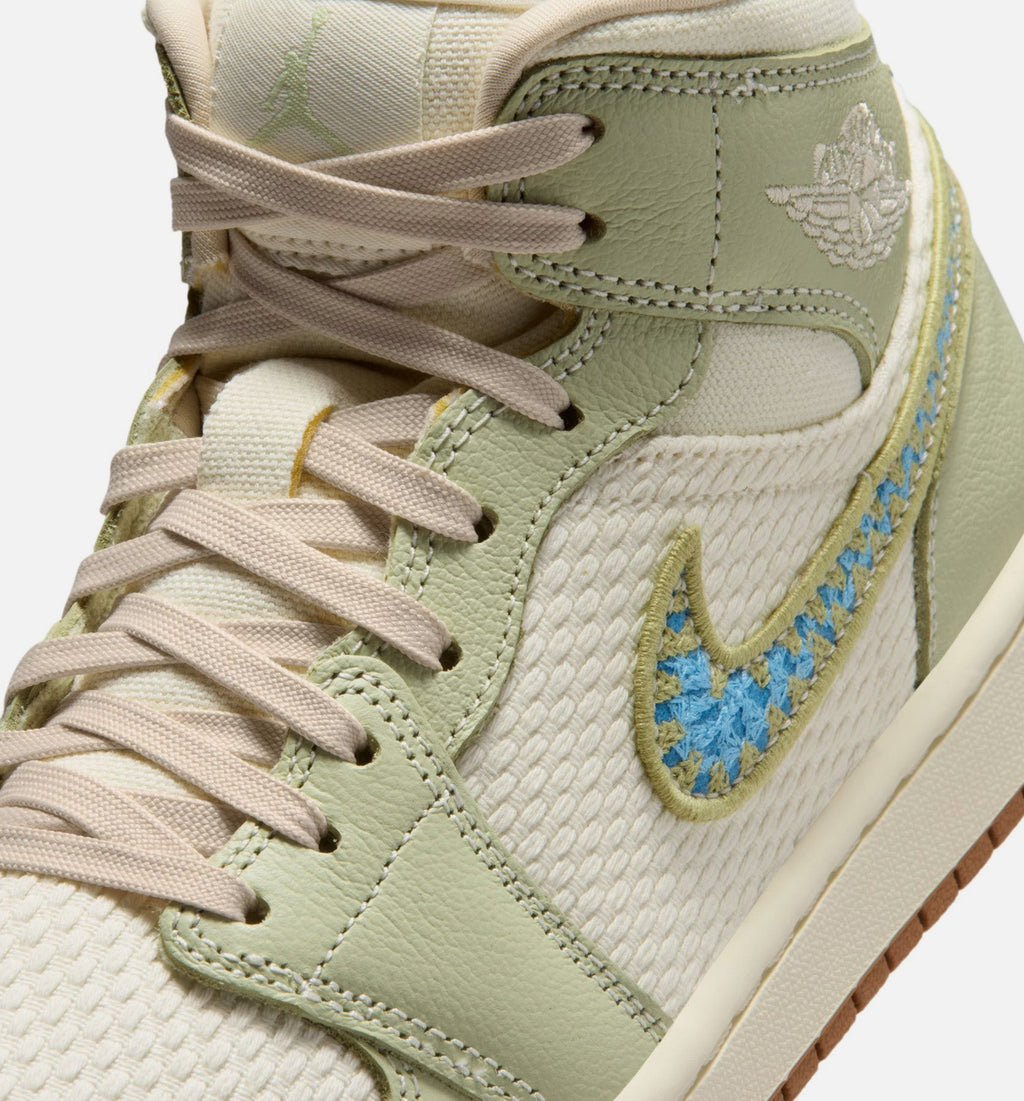 Air Jordan 1 Mid SE Women's Lifestyle Shoes - Olive Aura/Pearl White/Lawn