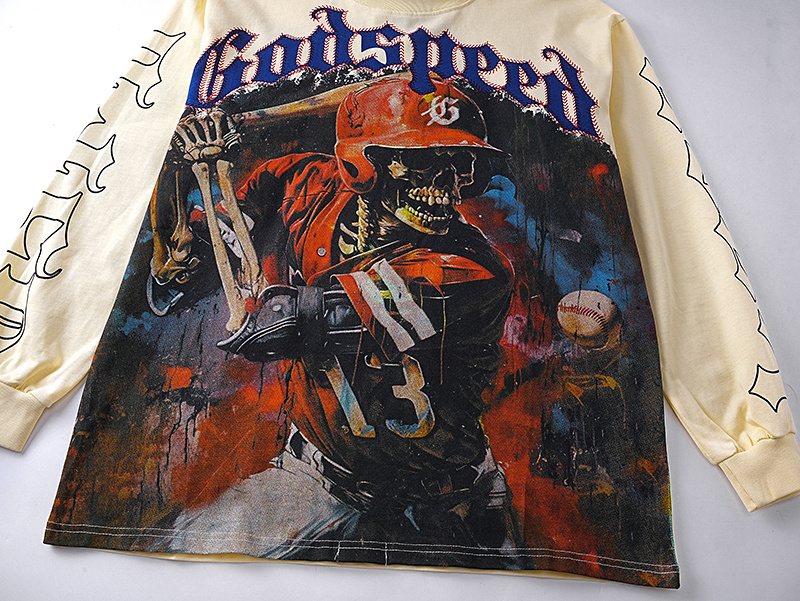 Godspeed Baseball Skeleton Graphic Long-Sleeve T-Shirt