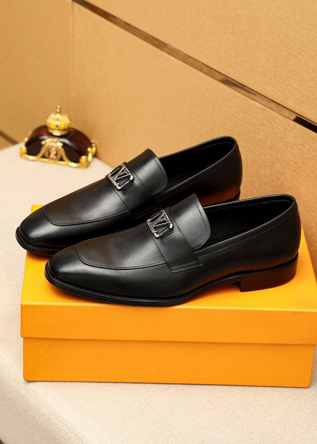 Louis Vuitton Black Metal-Accent Loafers - Stacked Heel