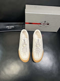 Prada Men's White Gum Sole Low-Top Sneakers