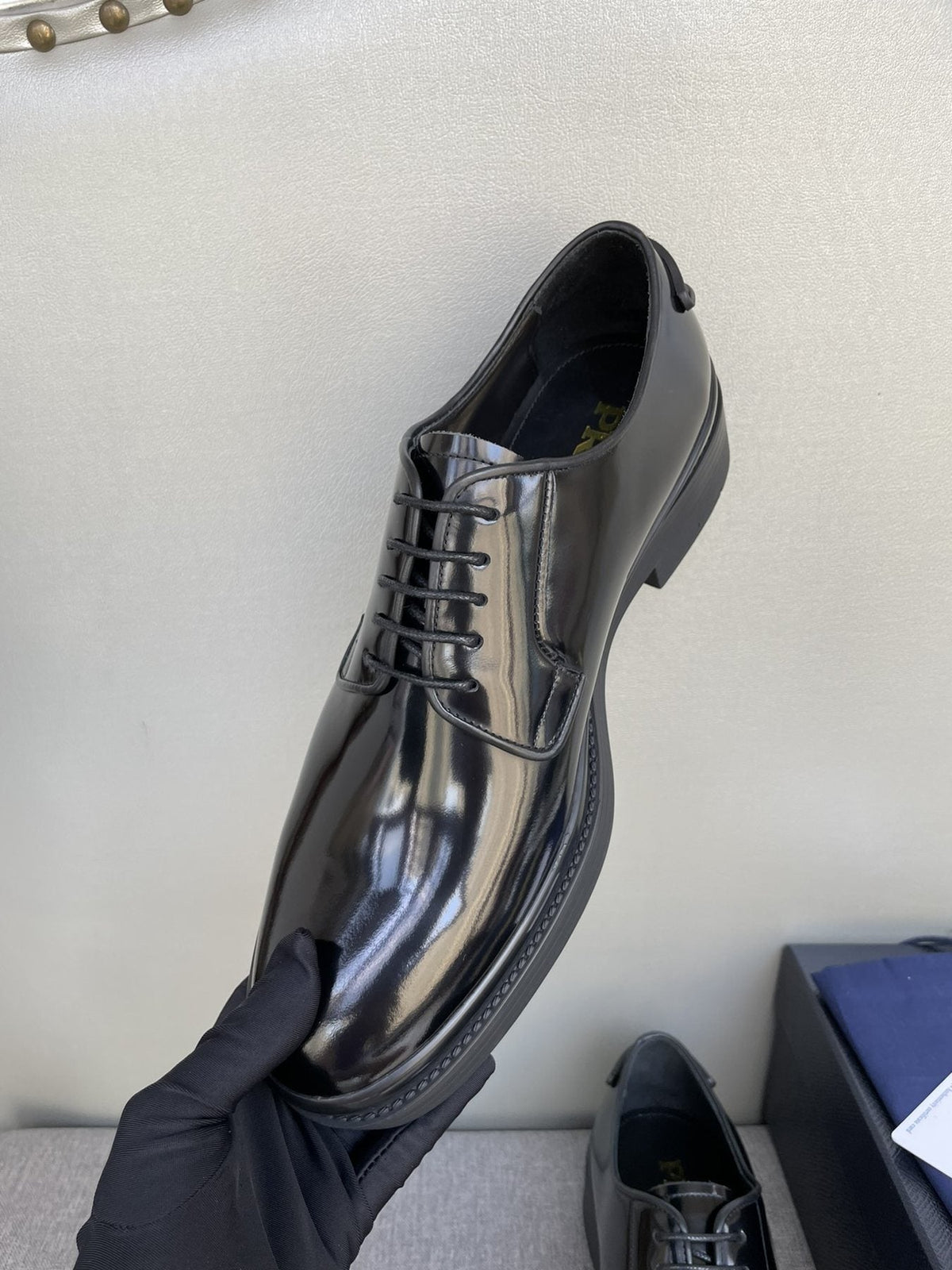 Prada Black Glossy Oxford Shoes