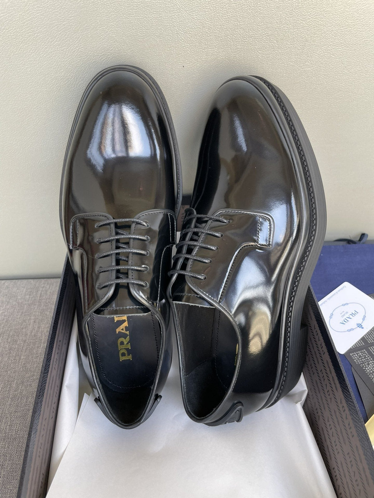 Prada Black Glossy Oxford Shoes