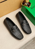 Bottega Veneta Black Woven Slip-On Loafers