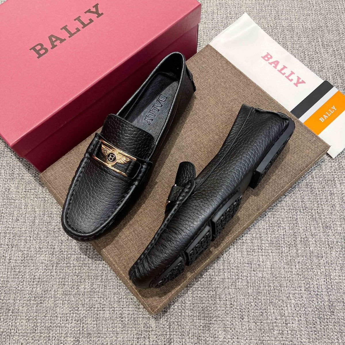 Bally Men's Black Textured Slip-On Loafers