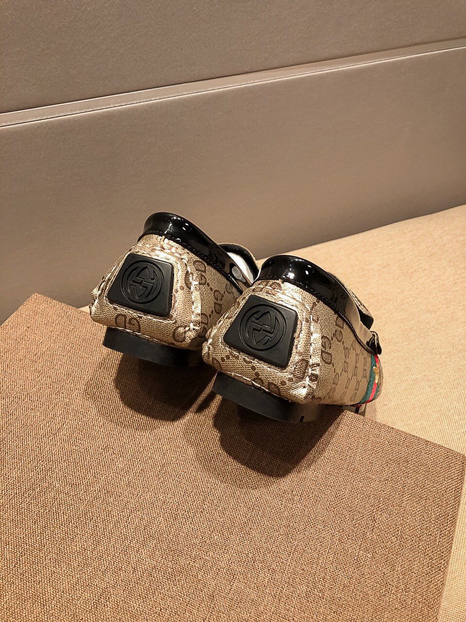 Gucci Men's Beige Web Loafers